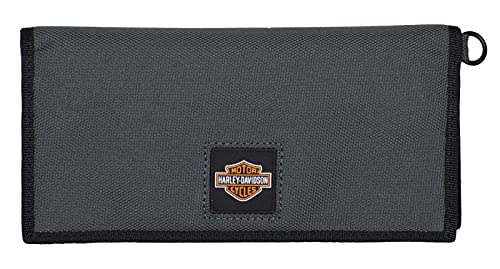 Harley-Davidson Herren Full Speed Bi-Fold Trucker Polyester RFID Geldbörse - Grau, Grau, 6.75" x 3.25" von Wisconsin Harley-Davidson