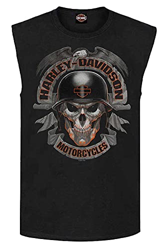 Harley-Davidson Herren Ghoulish Biker Skull Ärmelloses Muskelshirt aus Baumwolle, Schwarz, schwarz, 5X-Groß von Wisconsin Harley-Davidson