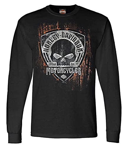 Harley-Davidson Herren Hemd Corrosion Skull Long Sleeve Crew-Neck Schwarz - Schwarz - XX-Large von Wisconsin Harley-Davidson
