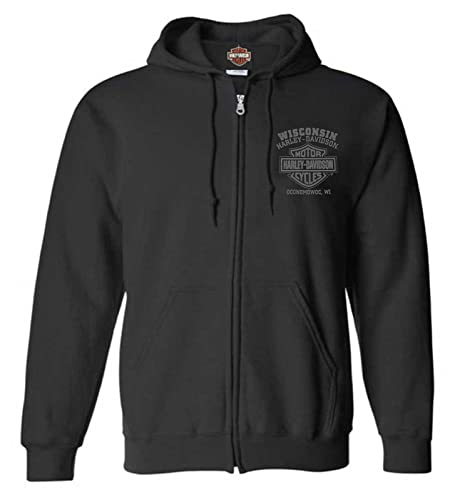 Harley-Davidson Herren Kapuzenpullover Corrosion Willie G Skull aus Baumwollmischung, mit Reißverschluss, Schwarz, schwarz, 4X-Large von Wisconsin Harley-Davidson