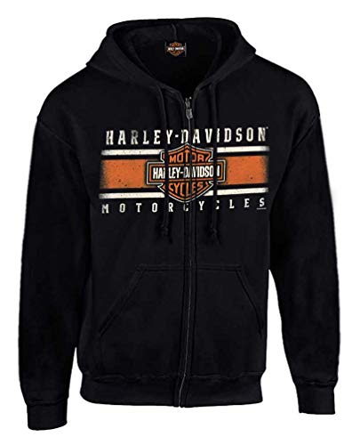 Harley-Davidson Herren Kapuzenpullover mit Reißverschluss, Schwarz - Schwarz - 4X-Large von Wisconsin Harley-Davidson