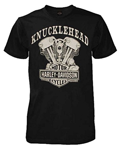 Harley-Davidson Herren Knucklehead Engine Authentic T-Shirt Schwarz 30298302 - Schwarz - Groß von Wisconsin Harley-Davidson