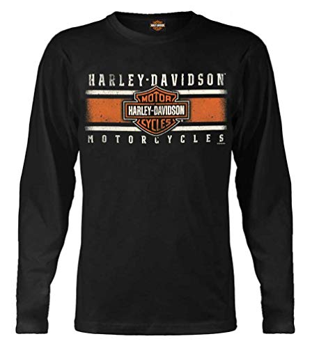 Harley-Davidson Herren Langarmshirt mit Rundhalsausschnitt, Schwarz - Schwarz - 5X-Groß von Wisconsin Harley-Davidson