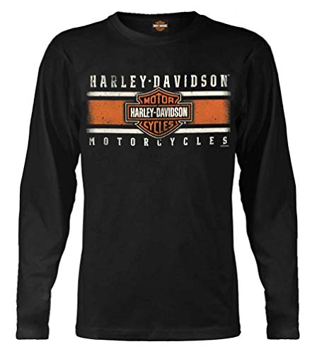 Harley-Davidson Herren Langarmshirt mit Rundhalsausschnitt, Schwarz - Schwarz - X-Groß von Wisconsin Harley-Davidson