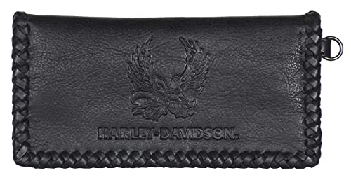 Harley-Davidson Herren Ride Free Trucker Leder Geldbörse w/RFID Schutz - Schwarz, Schwarz, 6.5" x 3", RFID-Geldbörse von Wisconsin Harley-Davidson