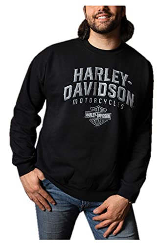 Harley-Davidson Herren-Sweatshirt mit abgeschrägtem Rundhalsausschnitt, Fleece, Schwarz, Schwarz, 4X-Large von Wisconsin Harley-Davidson