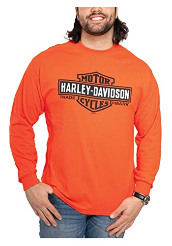 Wisconsin Harley-Davidson Harley-Davidson Herren Trademark Core Langarm Rundhals Baumwollhemd - Orange, Orange/Abendrot im Zickzackmuster (Sunset Chevron), L von Wisconsin Harley-Davidson