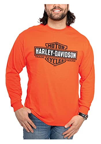 Wisconsin Harley-Davidson Harley-Davidson Herren Trademark Core Langarm Rundhals Baumwollhemd - Orange, Orange/Abendrot im Zickzackmuster (Sunset Chevron), Mittel von Wisconsin Harley-Davidson