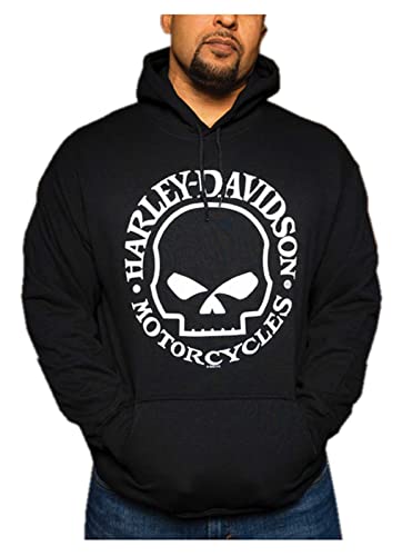 Harley-Davidson Herren Willie G Skull Logo Pullover Fleece Hoodie - Schwarz, Schwarz, X-Large von Wisconsin Harley-Davidson