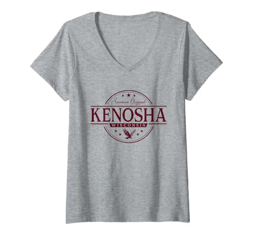 Damen Kenosha Wisconsin - Kenosha WI-Label T-Shirt mit V-Ausschnitt Damen Kenosha Wisconsin - Kenosha WI-Label T-Shirt mit V-Ausschnitt von Wisconsin Souvenir Cos.