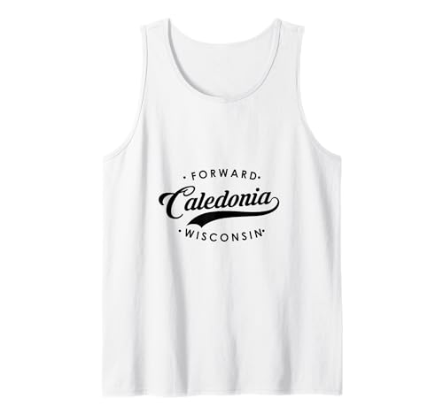 Caledonia WI Staatsmotto für Männer und Frauen. Tank Top von Wisconsin WI Script Pride Products
