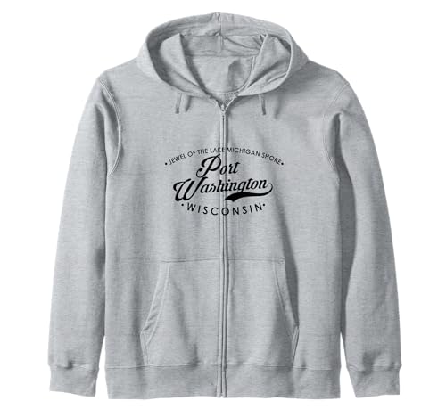 Port Washington WI Jewel of Lake Michigan für Männer und Frauen. Kapuzenjacke Port Washington WI Jewel of Lake Michigan für Männer und Frauen. Kapuzenjacke von Wisconsin WI Script Pride Products