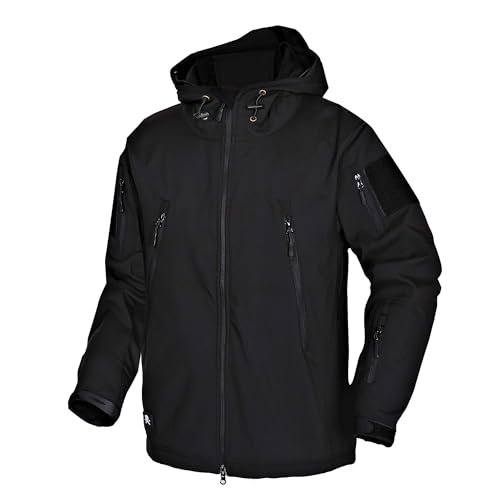 "Men's Waterproof Softshell Lightweight Full Zip Outdoor Ski Military Fleece Jackets with Multi Pockets , 3XL , Schwarz von Wisdom Wolf
