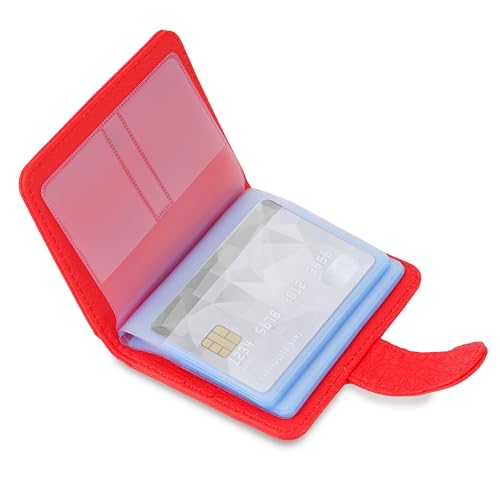 Wisdompro Kreditkartenetui RFID Schutz, Kartenetui f¨¹r 20 Karten und 7 Speicherkarte/M¨¹nzen (Rot) von Wisdompro