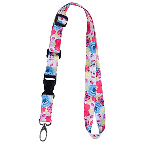 Wisdompro Schlüsselband Lang, Abnehmbarer Schlüsselbänder mit Längenverstellbare Druckknöpfe und Karabinerhaken, Lanyard für Ausweise, Schlüssel (Dahlie) von Wisdompro