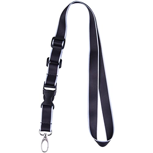 Wisdompro Schlüsselband Lang, Abnehmbarer Schlüsselbänder mit Längenverstellbare Druckknöpfe und Karabinerhaken, Lanyard für Ausweise, Schlüssel (Schwarz/Pulverblau) von Wisdompro