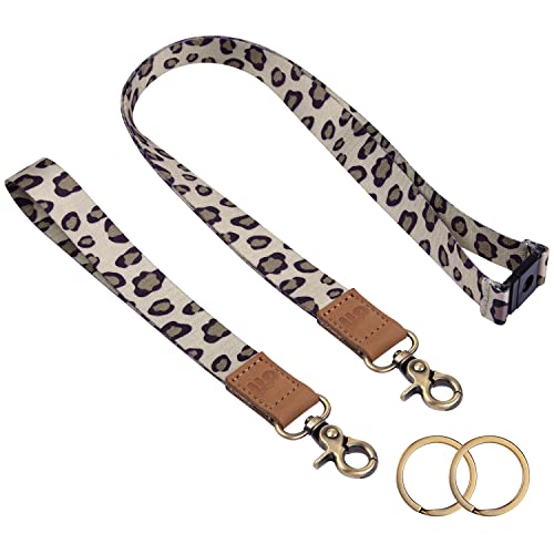 Wisdompro 2 Stück Schlusselband und Schlüsselband Kurz, Schlüsselbänder mit Sicherheitsverschluss 2 Schlüsselringe, Lanyard zum Abzeichen, Schlüssel, Handy (Leopard) von Wisdompro