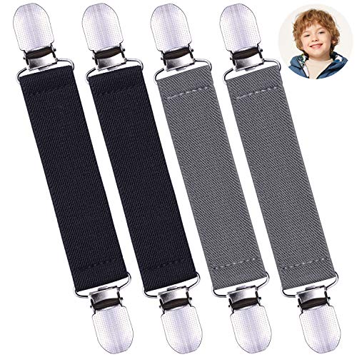 wisdompro Handschuh-Clips, 4 Stück Fäustling-Clips mit elastischen Bändern für Kinder, Kleinkinder und Erwachsene, Grau und Schwarz von Wisdompro