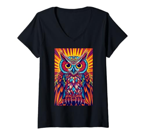 Damen Eule Spirituelle Flügel Weisheit Woodland Bird T-Shirt mit V-Ausschnitt Damen Eule Spirituelle Flügel Weisheit Woodland Bird T-Shirt mit V-Ausschnitt von Wise Owl Feathers Majestic