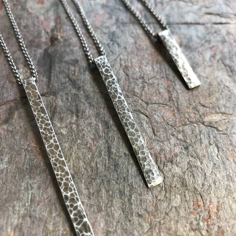 Lange Sterling Silber Bar Halskette - Handgemachter Anhänger An Kette Lange Sterling Silber Bar Halskette - Handgemachter Anhänger An Kette von WiseHandmadeJewelry