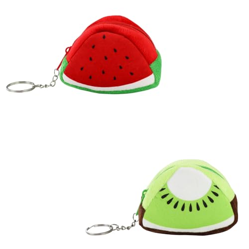 WisePoint 2 PCS 3D Frucht Münzbeutel, Niedliche Mini Geldbörse für Frauen, Leicht und Einfach zu Tragen Frucht Form Kleines Portemonnaie für Münze und Kleine Gegenstände (Rot + Grün) von WisePoint
