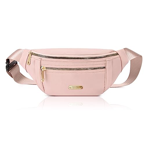 WisePoint Bum Bag, Oxford Tuch Fanny Pack mit verstellbarem Riemen, stilvolle Hüfttasche Gürteltasche für Frauen mit Schnalle, Crossbody Tasche für Sport, Einkaufen, Wandern, Kurzreisen (rosa) von WisePoint