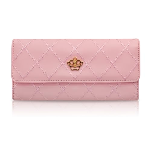 WisePoint Clutch-Geldbörse, PU-Leder, lange Damengeldbörse, modische Kartenbörse, exquisite Damen-Geldbörse für Reisen, Verabredungen, Einkaufen, Pink, Minimalistisch von WisePoint