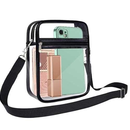 WisePoint Crossbody Taschen für Frauen Männer, Wasserdichte PVC Crossbody Tasche Umhängetasche mit abnehmbarem verstellbarem Riemen, Transparente Crossbody Telefon Tasche (schwarz) von WisePoint