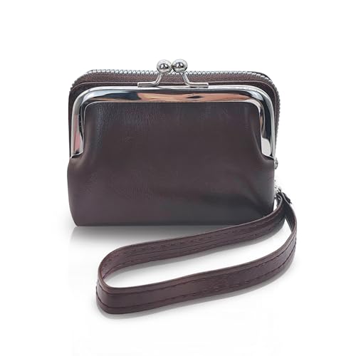 WisePoint Damen Geldbörse, PU Leder Frauen Geldbörsen Münze Geldbörse mit Multi Card Slots, Retro Card Kreditkartenhalter für Kartenhalter (braun) von WisePoint