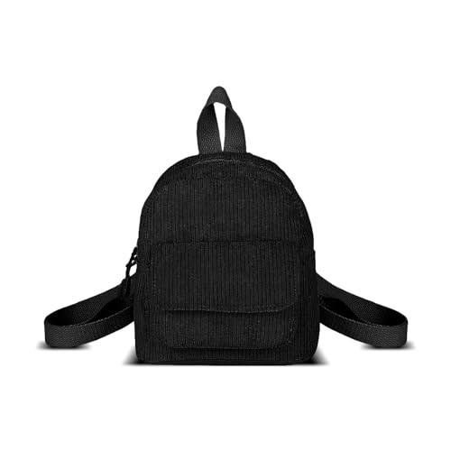 WisePoint Frauen Mode Rucksäcke, Cord Mini Rucksack Geldbörse Kleine Rucksäcke für Frauen und Mädchen, stilvolle Frauen Rucksack für Dating, Arbeiten (schwarz) von WisePoint