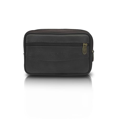 WisePoint Gürteltasche für Herren, PU-Leder, Handy-Holster mit Metall-Reißverschlüssen, multifunktionale Gürteltasche für Handy, Autoschlüssel, Kartenetui (Dunkelbraun) von WisePoint