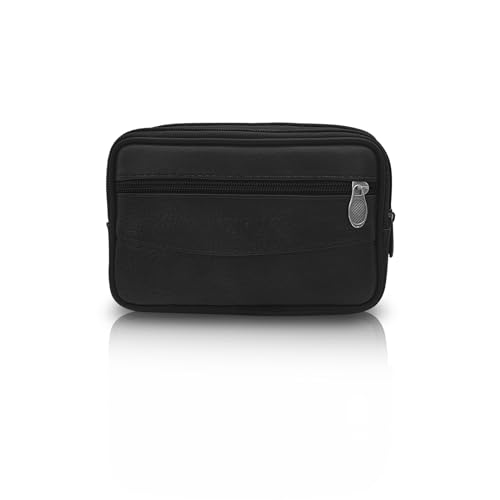 WisePoint Gürteltasche für Herren, PU-Leder, Handy-Holster mit Metall-Reißverschlüssen, multifunktionale Gürteltasche für Handy, Autoschlüssel, Kartenetui (schwarz) von WisePoint