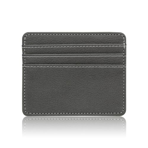 WisePoint Herren Kartenhalter, PU Leder Kreditkartenhalter RFID Blocking Slim Card Wallet für Männer, 4 Card Slots Minimalistische Kreditkartentasche für Reisen (grau) von WisePoint