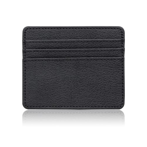 WisePoint Herren Kartenhalter, PU Leder Kreditkartenhalter RFID Blocking Slim Card Wallet für Männer, 4 Card Slots Minimalistische Kreditkartentasche für Reisen (schwarz) von WisePoint