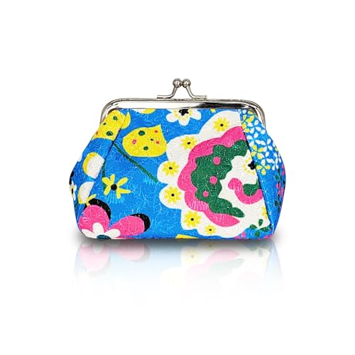 WisePoint Kleine Geldbörse, Polyester Münzbeutel Münztasche für Frauen und Mädchen, Tragbare Münze Geldbeutel mit Kiss Lock zum Einkaufen, Dating, Reisen (blau) von WisePoint