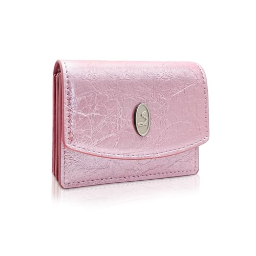 WisePoint Kreditkarteninhaber für Frauen, PU-Leder Karteninhaber Brieftasche Kreditkarte Veranstalter, personalisierte Kreditkarte Brieftasche Kreditkarte Fall mit magnetischen Knopf (Rosa) von WisePoint