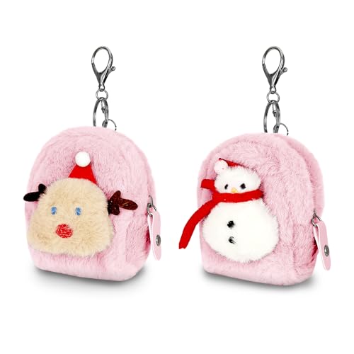 WisePoint Münzgeldbörse, 2 Stück, Premium-Plüsch, Kleingeldbörse mit Schlüsselanhänger, Weihnachts-Münzgeldbörse für Lippenstift, Münzen, Ringe, Schlüssel, Pink, Niedlich WisePoint Münzgeldbörse, 2 Stück, Premium-Plüsch, Kleingeldbörse mit Schlüsselanhänger, Weihnachts-Münzgeldbörse für Lippenstift, Münzen, Ringe, Schlüssel, Pink, Niedlich von WisePoint