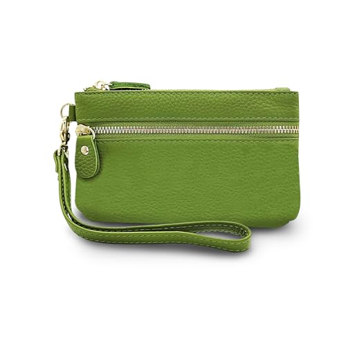 WisePoint Münztasche, PU Leder Münztasche Kleine Geldbörsen für Frauen, Multi Fächer Münztaschen Wechselhalter mit abnehmbarem Griff zum Einkaufen, Arbeit, Dating (grün) von WisePoint