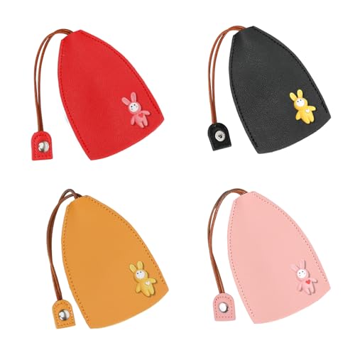 WisePoint Nette Schlüsseltasche 4PCS, PU Leder Schlüsseltasche Schlüsselanhänger Fall für Autoschlüssel, Ziehen Sie heraus Auto Schlüsselkasten (Kaninchen) von WisePoint