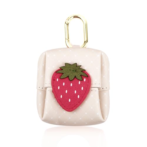 WisePoint Obst-geformte Münze Geldbörse, Faltbare PU Leder Geldbörse Mini Geldbörse für Frauen und Mädchen, niedliche Änderung Geldbörsen mit Schlüsselanhänger und Snap (Erdbeere) von WisePoint