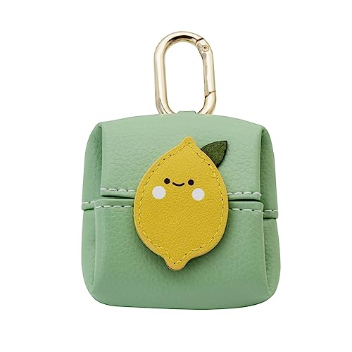 WisePoint Obst-geformte Münze Geldbeutel, Faltbare PU Leder Münzbeutel Mini Geldbörs für Frauen und Mädchen, Niedliche Portemonnaie Täschchen mit Schlüsselanhänger und Snap (Zitrone) von WisePoint