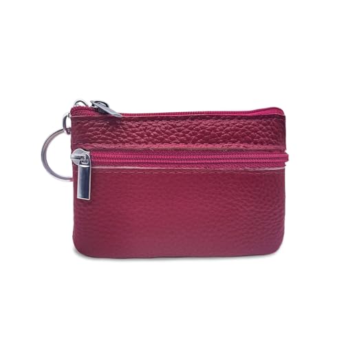 WisePoint Zipper Münze Geldbörse, Leder Change Geldbörse Kleine Geldbörsen, tragbare Münztasche Kleine Tasche Tasche für Einkaufen, Arbeit, Reisen, Dating (pink) von WisePoint