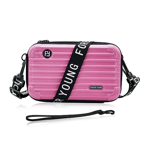 WisePoint kleine Umhängetasche, Kunststoff Umhängetasche Umhängetasche Telefon Tasche mit abnehmbarem Griff und verstellbarem Riemen, Gepäck geformte Umhängetaschen (pink) von WisePoint