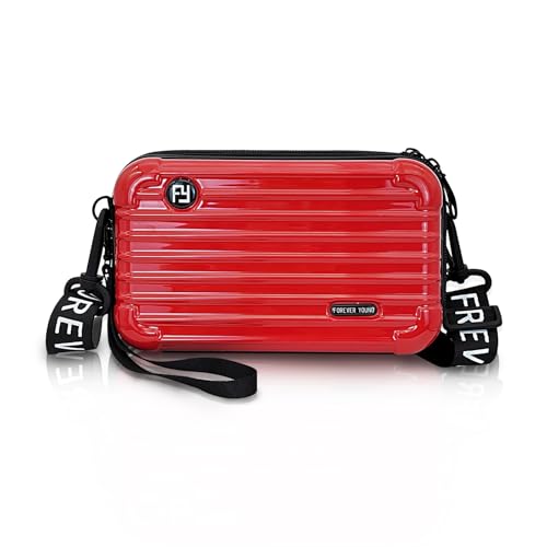 WisePoint kleine Umhängetasche, Kunststoff Umhängetasche Umhängetasche Telefon Tasche mit abnehmbarem Griff und verstellbarem Riemen, Gepäck geformte Umhängetaschen (rot) von WisePoint