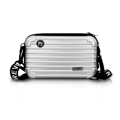WisePoint kleine Umhängetasche, Kunststoff Umhängetasche Umhängetasche Telefon Tasche mit abnehmbarem Griff und verstellbarem Riemen, Gepäck geformte Umhängetaschen (silber) von WisePoint