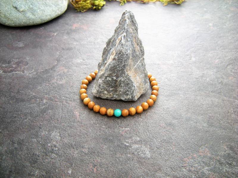 Freundschaftsarmband, Türkis Armband, Tiger Haut Jaspis, Edelstein Yoga Chakra Naturstein von WiseRocks