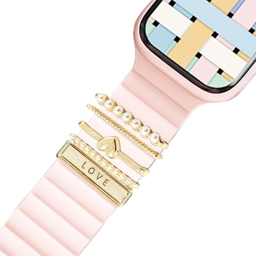 Wisebom 5 Stück Apple Watch Schmuck Charms Watch Armband Charms Metall Dekorative Ringschleifen Uhr Band Zierringe Schleifen Schmuck Uhrband Charms für 20mm Breites Smartwatch Silikon Uhrenarmband Wisebom 5 Stück Apple Watch Schmuck Charms Watch Armband Charms Metall Dekorative Ringschleifen Uhr Band Zierringe Schleifen Schmuck Uhrband Charms für 20mm Breites Smartwatch Silikon Uhrenarmband von Wisebom