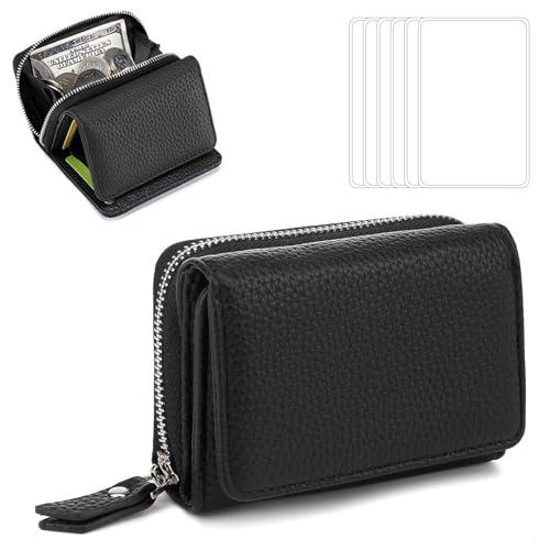 Wisebom Geldbörse Damen Kleine, Geldbörse Damen klein PU Leder Kleines Portemonnaie Mini Kurzer Damen Geldbeutel Kleine Brieftasche Geldbörse mit Zipper Münzfach Kartenfächer mit 6 Kartenhüllen von Wisebom