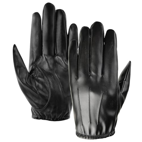 Wisebom Herren Lederhandschuhe, Winter Touchscreen Warme Handschuhe mit Innenfutter aus Korallenvlies, Winddicht Thermal Fäustlinge, Herren Winter Leder Handschuhe, für Outdoor Fahren Camping (M) von Wisebom