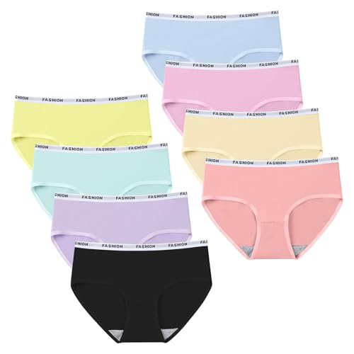 Wisebom Teenager Mädchen Unterwäsche Slips Mehrpack Atmungsaktive Bequeme Slips 8er-Pack (DE/NL/SE/PL, Alphanumerisch, M, Regular, Regular, 8 Farben) von Wisebom